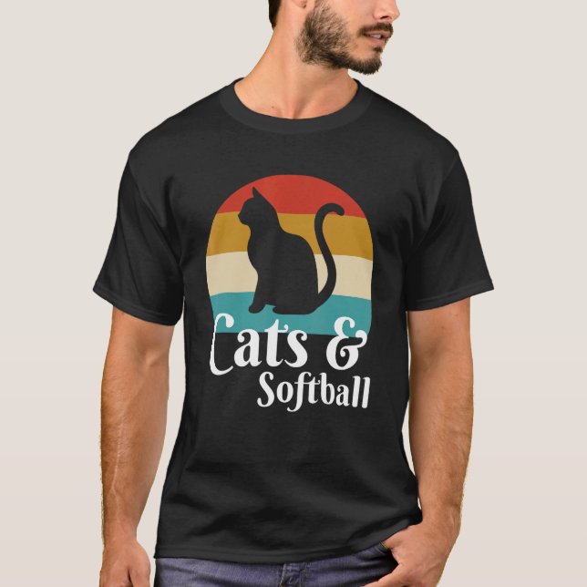 Katzen und Softball T-Shirt (Vorderseite)