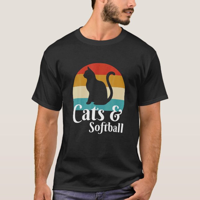 Katzen und Softball T-Shirt (Vorderseite)