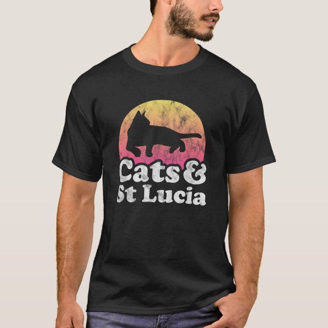 Katzen und St. Lucia Männer oder Frauen Katze und  T-Shirt (Vorderseite)