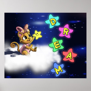 Katzen und Sterne Poster