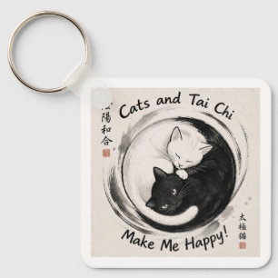 Katzen und Tai Chi Schlüsselanhänger