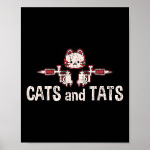 Katzen und Tats Tattoo Funny Gift Poster