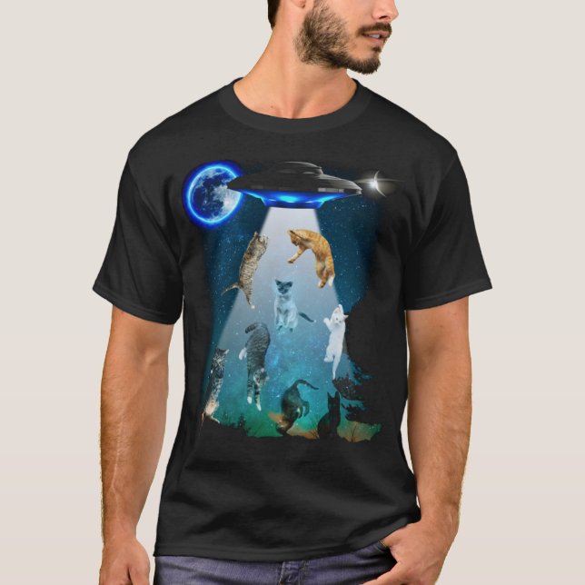 Katzen und Ufo T-Shirt (Vorderseite)