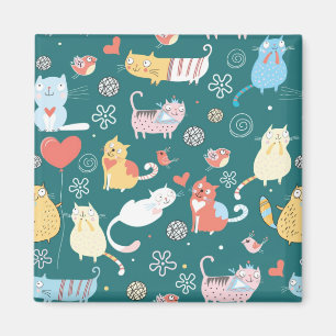 Katzen und Vögel Magnet