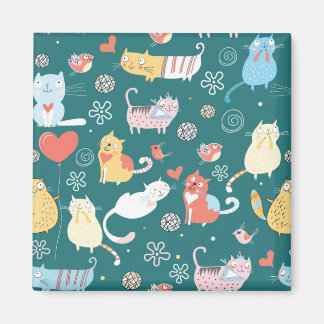 Katzen und Vögel Magnet