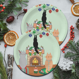 Katzen und Weihnachten - Eine WinterIllustration Pappteller