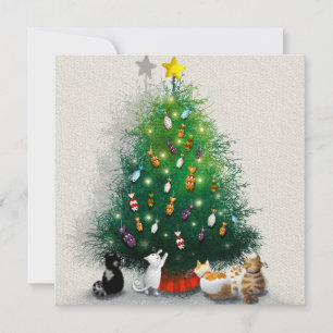 Katzen und Weihnachtsbäume Einladung