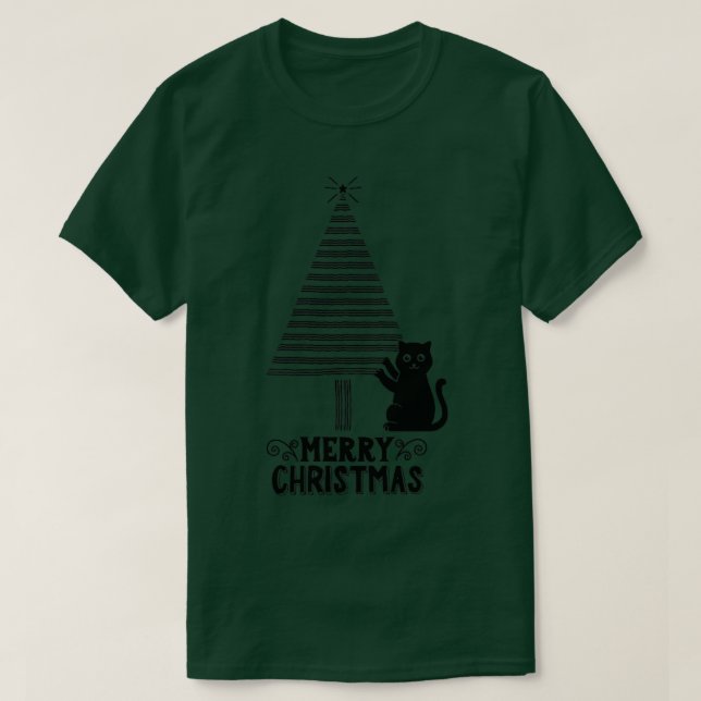 Katzen- und Weihnachtsbaumkratzer T-Shirt (Design vorne)