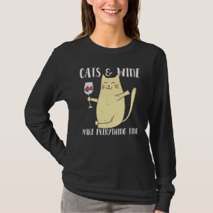 Katzen und Wein machen alles gut grafisch T-Shirt