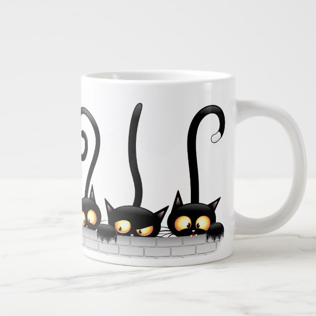 Katzen Ungezogene, spielerische und lustige Charak Jumbo-Tasse (Rechts)