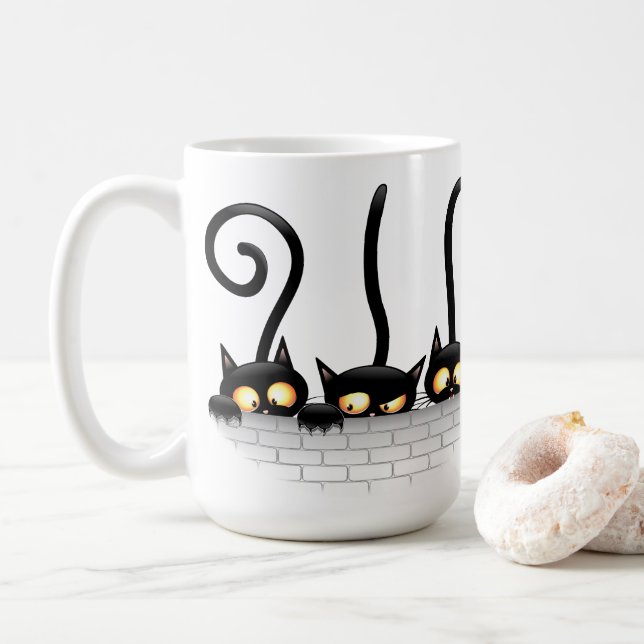 Katzen Ungezogene, spielerische und lustige Charak Kaffeetasse (Mit Donut)