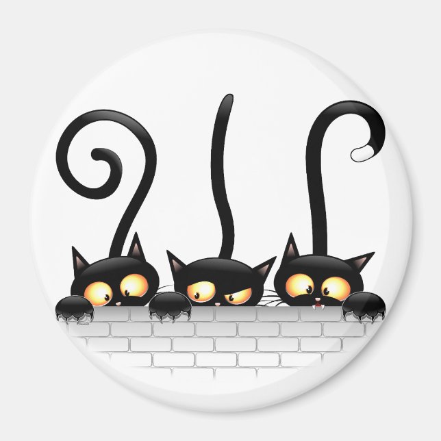 Katzen Ungezogene, spielerische und lustige Charak Magnet (Vorne)