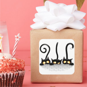 Katzen Ungezogene, spielerische und lustige Charak Quadratischer Aufkleber