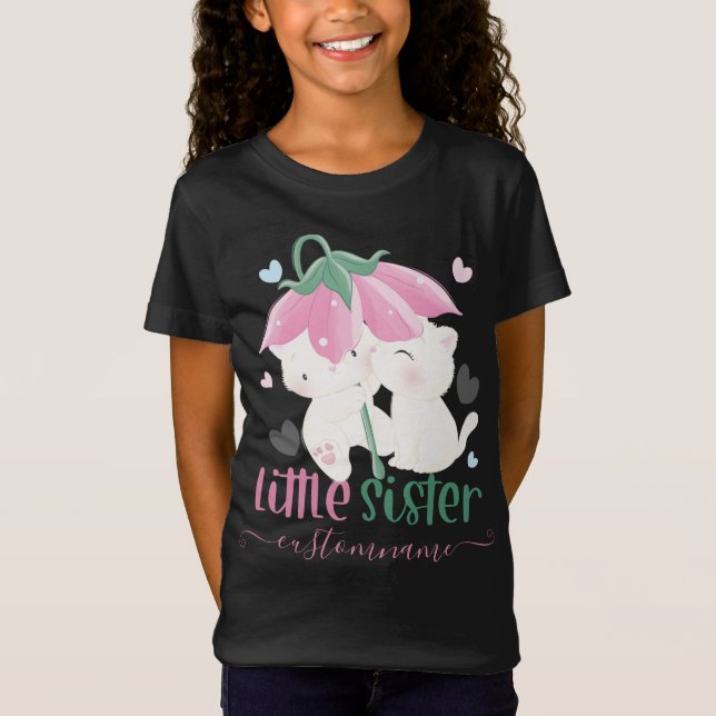 Katzen unter der Blume Schirm für kleine Schwester T-Shirt (Vorderseite)