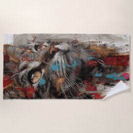 Katzen-Urbane-Street-Art-Porträt Strandtuch