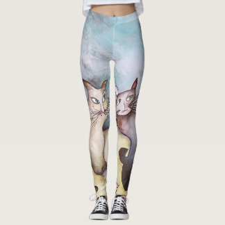 Katzen, ursprüngliche Kunst, Pastellfarben, Leggings