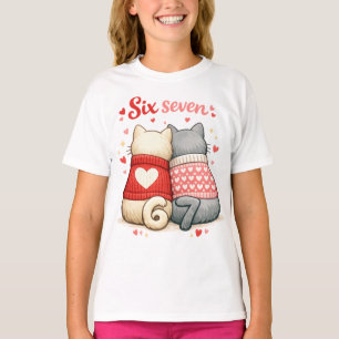 Katzen Valentinstag 6 7 , 67 Sechs Sieben Valentin T-Shirt