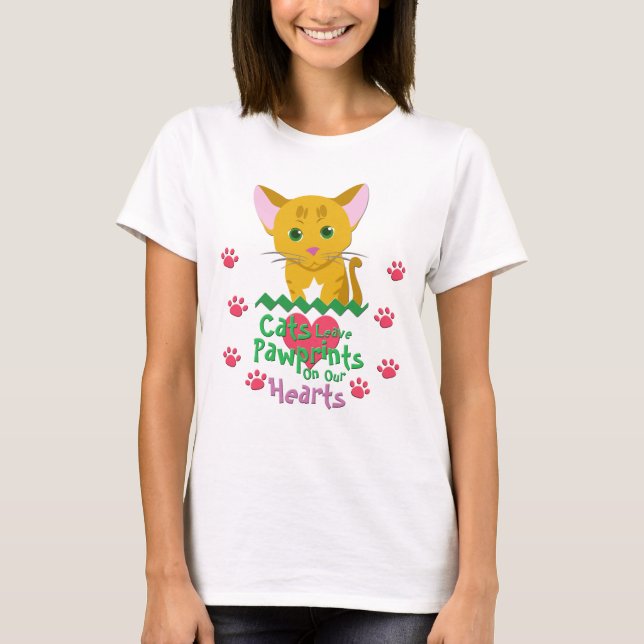 Katzen Verlassen Pawprints T-Shirt (Vorderseite)