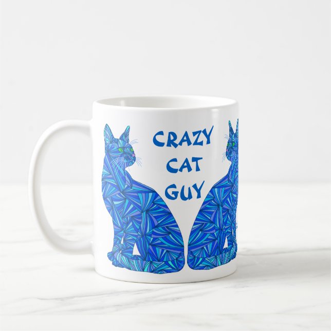 Katzen-verrückter Katzen-Typ Z blauer abstrakter Kaffeetasse (Links)