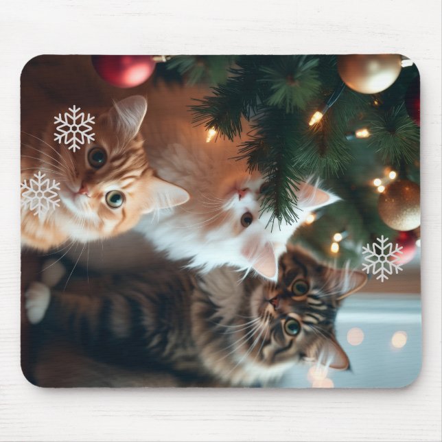 Katzen verzieren Baum, Bild, Anpassen,  Mousepad (Vorne)