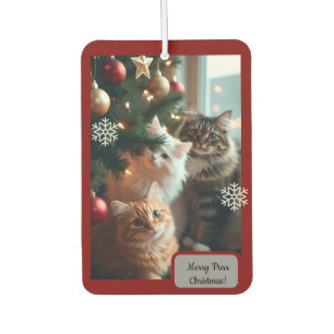 Katzen verzieren Baum, Bildtext, Anpassen, Autolufterfrischer