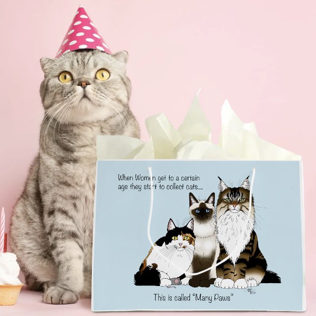 Katzen Viele Paws Funny Blue Große Geschenktüte (Von Creator hochgeladen)