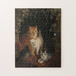 Katzen Vintag mittelalterliche Kunst Puzzle