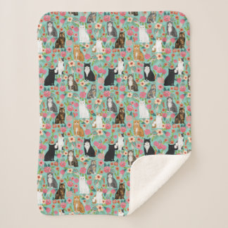 Katzen Vintage Blütenminze Sherpadecke