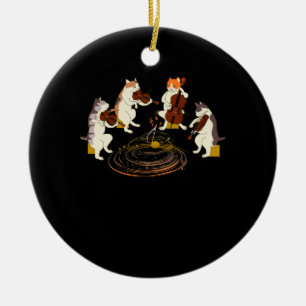 Katzen Violine Cello Chat Lover Keramik Ornament