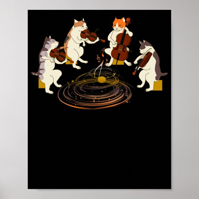 Katzen Violine Cello Chat Lover Poster (Vorne)
