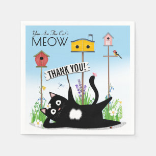 Katzen Vögel Garten Danke Serviette