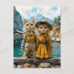 Katzen von einem Schweizer Seebad Feiertagspostkarte