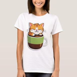 Katzen vor dem Kaffee - Niedliche Katze und Tasse  T-Shirt