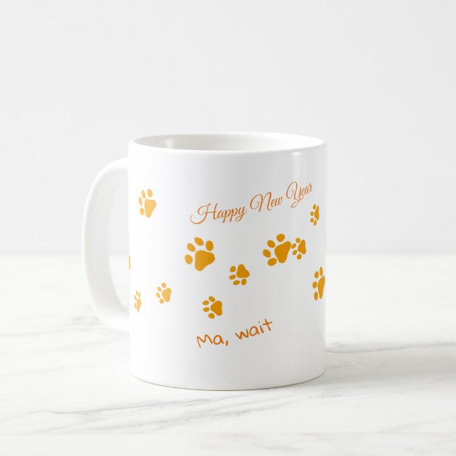 Katzen Walk Orange Paws Tasse (Vorderseite Links)