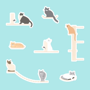 Katzen-Wandmöbel-Aufkleber Blatt Aufkleber