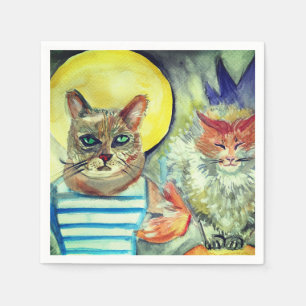Katzen Wasserfarben Kunst Serviette
