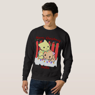Katzen Weihnachten draußen, personalisierter Name Sweatshirt