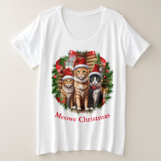 Katzen Weihnachten Große Größe T-Shirt (Design vorne)