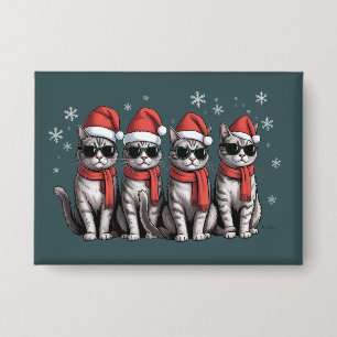 Katzen Weihnachten Katze Mama Feiertag Xmas Santa Button
