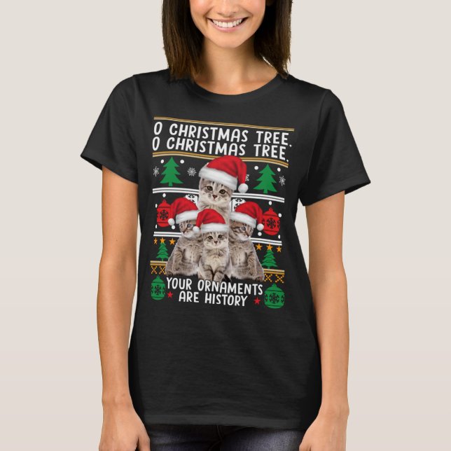 Katzen Weihnachten Shirt Funny Ornaments Pajama Fa (Vorderseite)