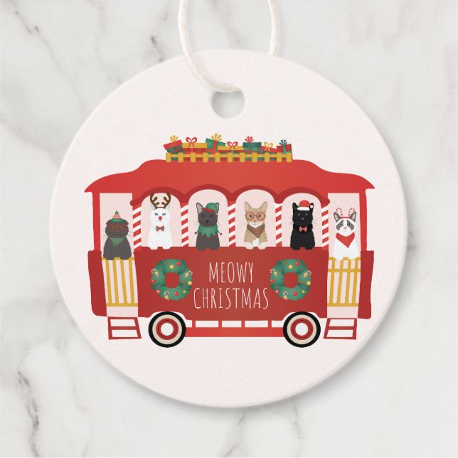 Katzen Weihnachten Trolly Meowy Weihnachten Geschenkanhänger (Vorderseite)
