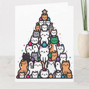 Katzen-Weihnachtsbaum Frohe Weihnachten Santa Pfot Karte