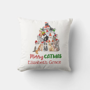 Katzen-Weihnachtsbaum Fröhliche Katzmus Geschenk f Kissen