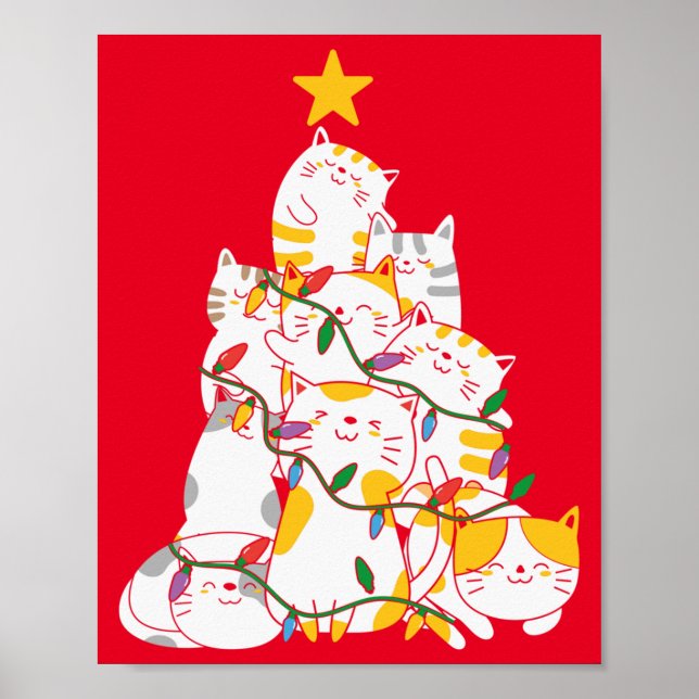 Katzen Weihnachtsbaum Funny Cats Weihnachten Poster (Vorne)