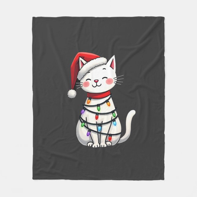 Katzen-Weihnachtsbaum-Weihnachten (5) Fleecedecke (Vorderseite)