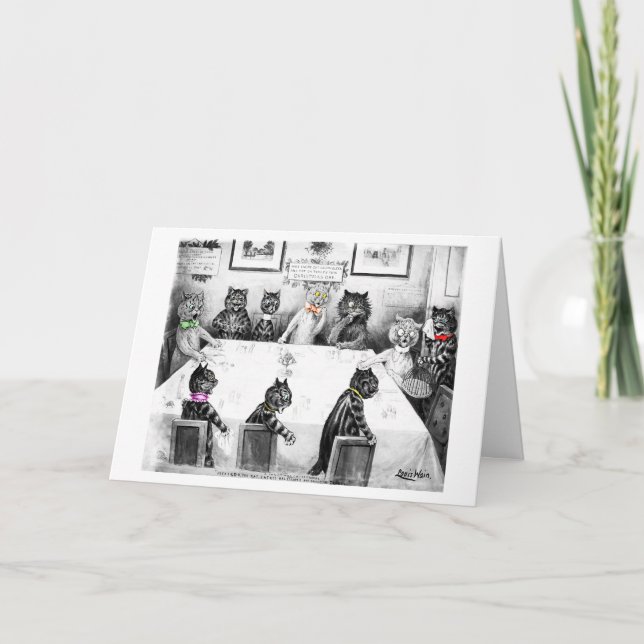 Katzen Weihnachtskarte von Louis Wain Feiertagskarte (Vorderseite)