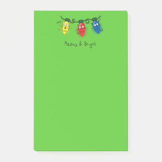 Katzen-Weihnachtslichter Lustig Miauzend und Hell Post-it Klebezettel