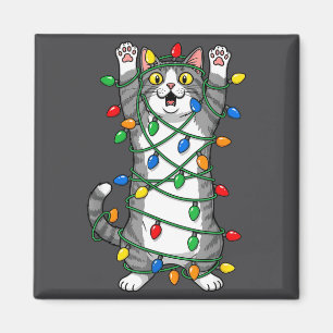 Katzen-Weihnachtslichter Lustiger Weihnachts-Humor Magnet