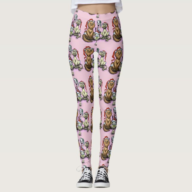 Katzen Weihnachtsmäntel Leggings (Vorderseite)