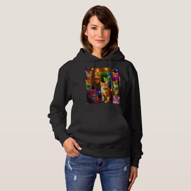Katzen Weihnachtsmuster Hoodie (Vorne ganz)